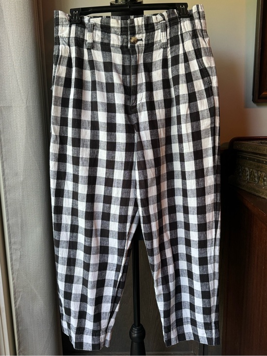 Madewell Pants - Madewell Black and White Checked linen cotton blend pants 4 EUC